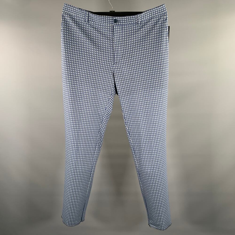 ETRO Size 42 Navy Blue Print Viscose Blend Flat Front Dress Pants